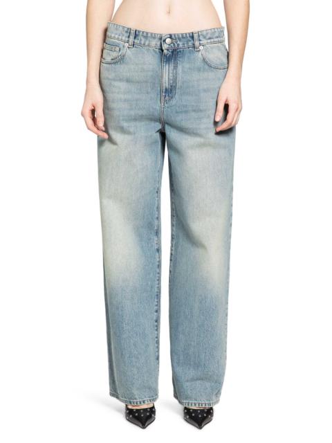 Alexander McQueen Wide Leg Jeans In Washed Blue