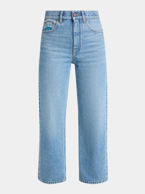 Chloé Embroidered-Logo Straight Jeans