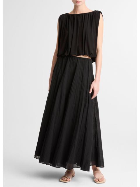 Vince Crinkled Plissé Cotton-Blend Maxi Skirt