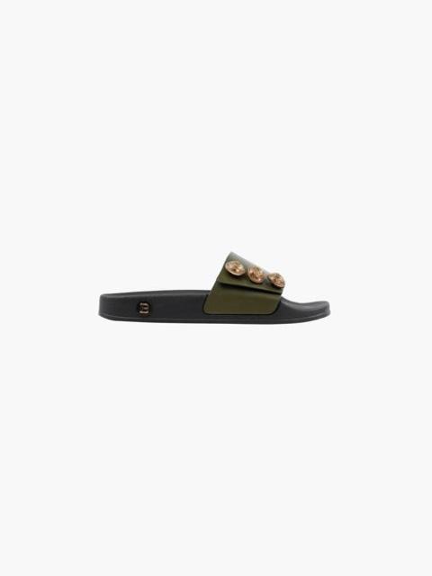 Balmain Khaki leather Symi flat sandals