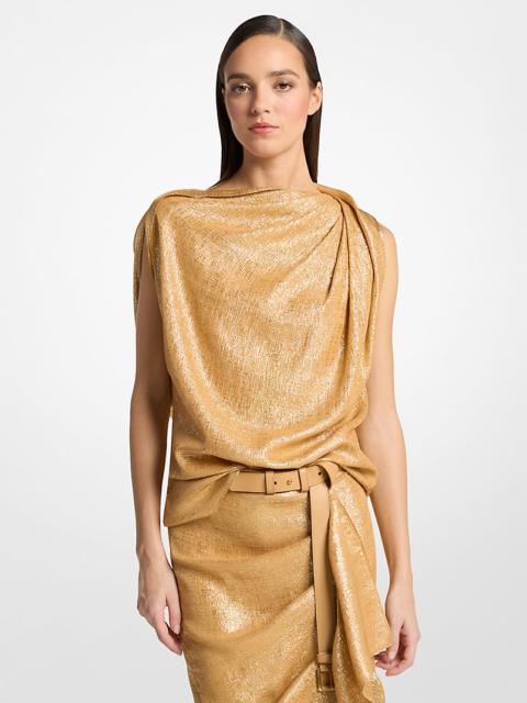 MICHAEL KORS COLLECTION Silk Blend Georgette Lamé Draped Blouse