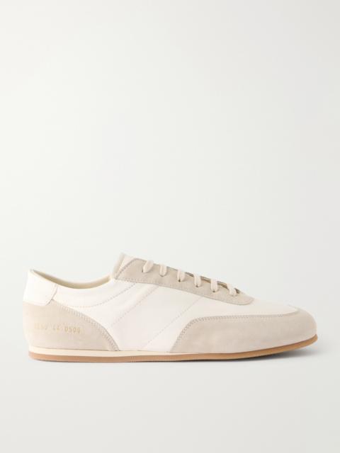 Common Projects Minimal Runner Suede-Trimmed Leather Sneakers