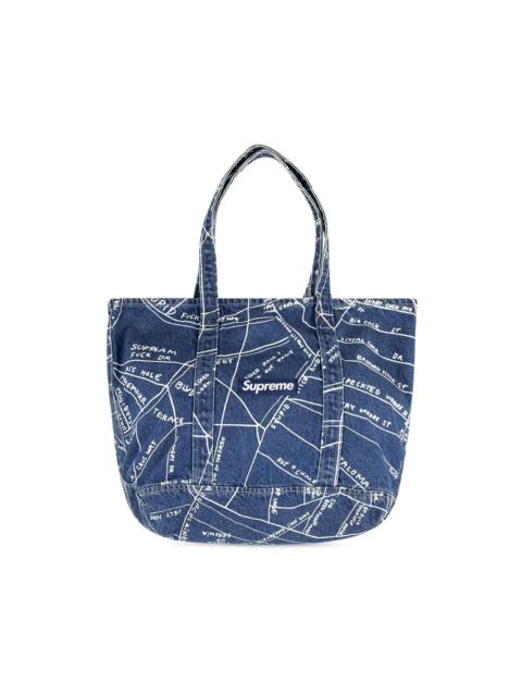 Supreme Gonz Map denim tote