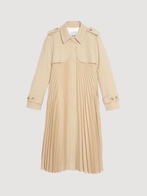 Sandro PLEATED TRENCH COAT WITH BELT