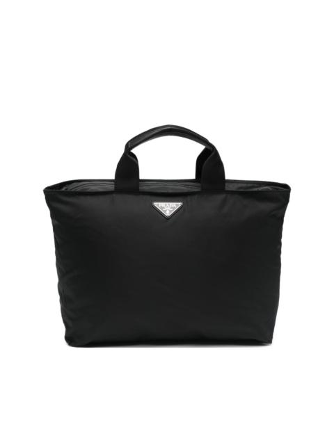 Prada triangle-logo tote bag