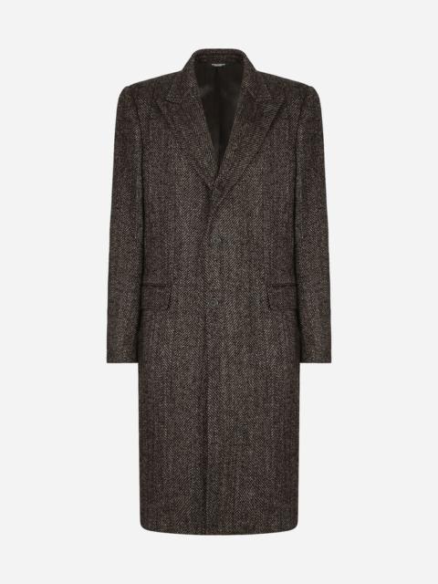 Dolce & Gabbana Single-breasted herringbone alpaca wool coat