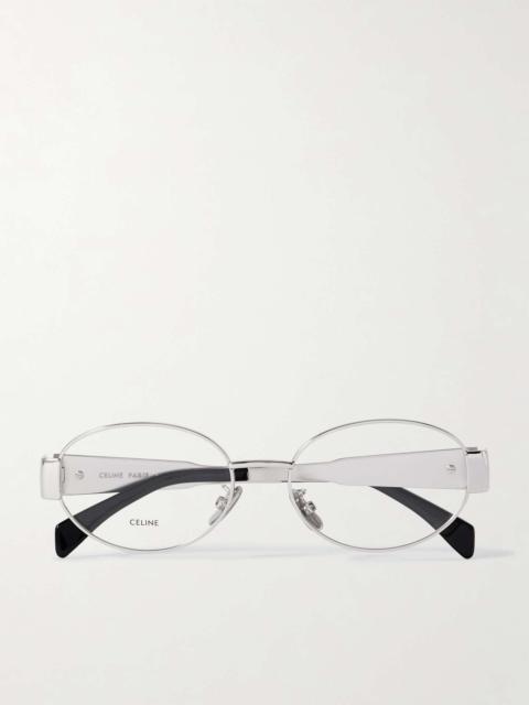 Triomphe oval-frame silver-tone optical glasses