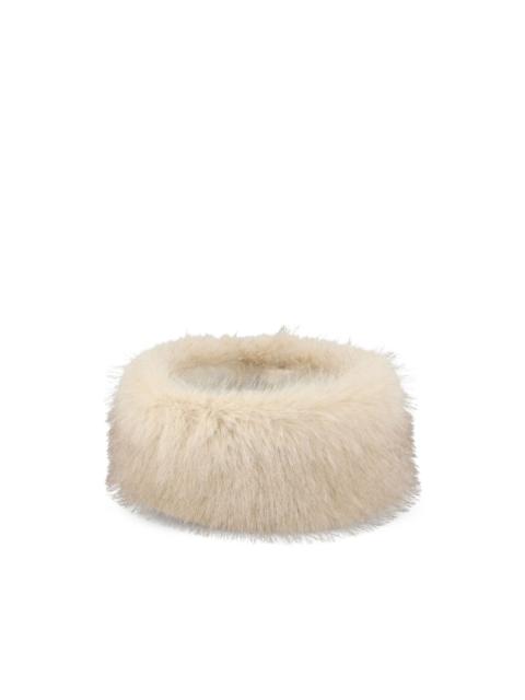 Valentino faux-fur logo-plaque hat
