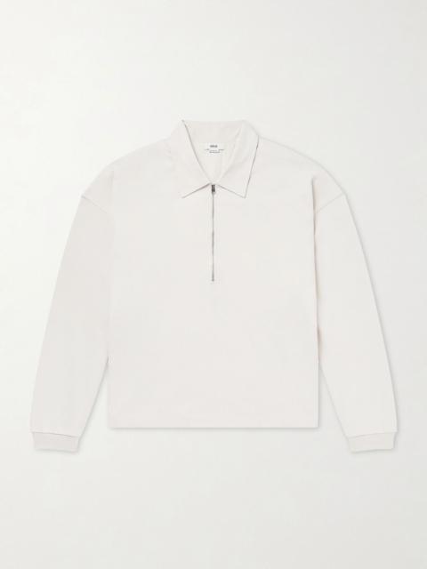 AGOLDE Darius Cotton-Jersey Polo Shirt Beige