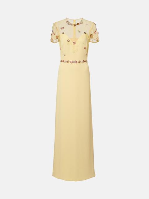 COSTARELLOS Embellished sequined crêpe gown