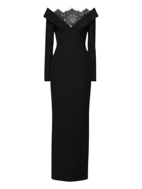 ROLAND MOURET lace-insert column gown