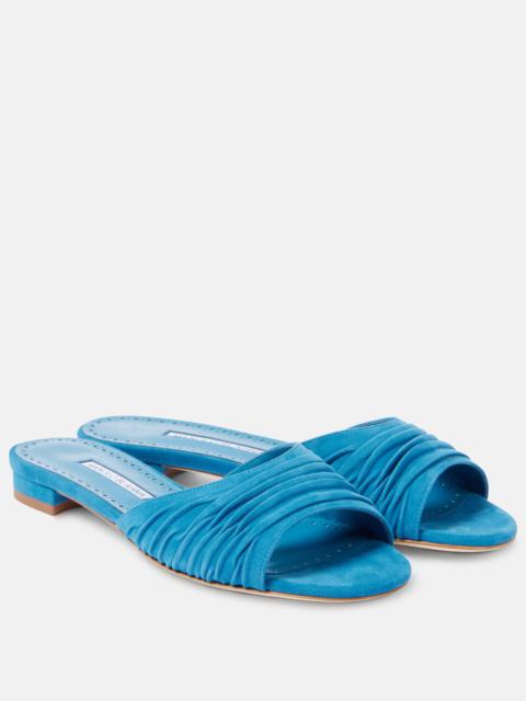 Manolo Blahnik Piruaflat 10 suede sandals