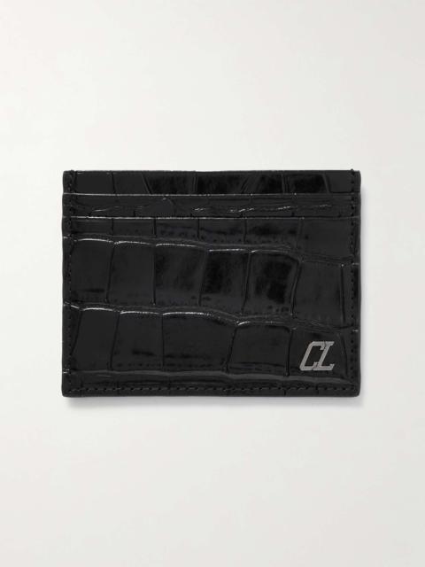Logo-Appliquéd Croc-Effect Glossed-Leather Cardholder
