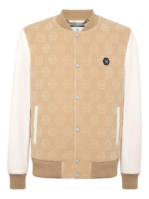 PHILIPP PLEIN monogram varsity bomber jacket