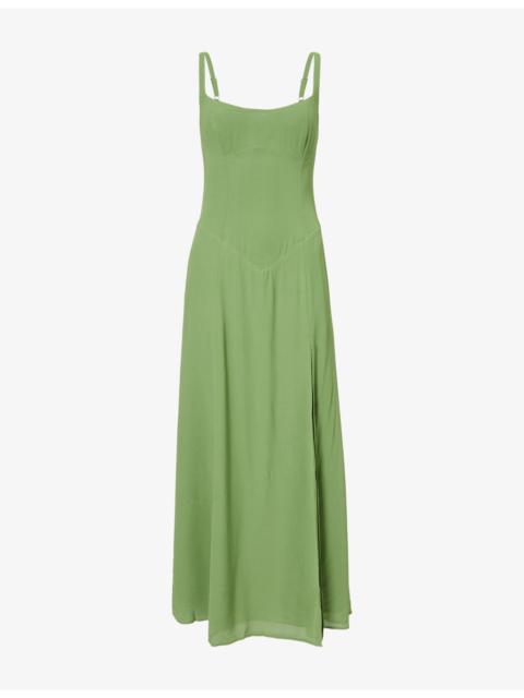 Reformation Ailany Square-Neck Woven Midi Dress
