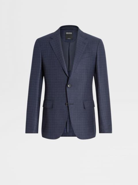 ZEGNA DARK BLUE AND BURGUNDY 15MILMIL15 WOOL JACKET