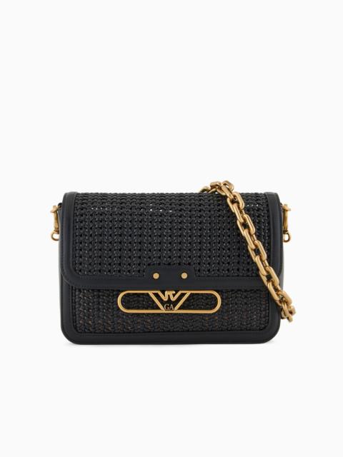 EMPORIO ARMANI INTERWOVEN SHOULDER BAG WITH METAL EAGLE LOGO