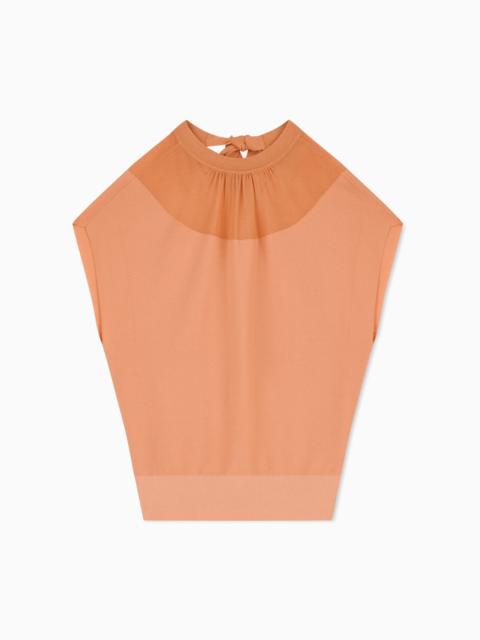 EMPORIO ARMANI LINKS STITCH LYOCELL-BLEND JUMPER WITH YOKE
