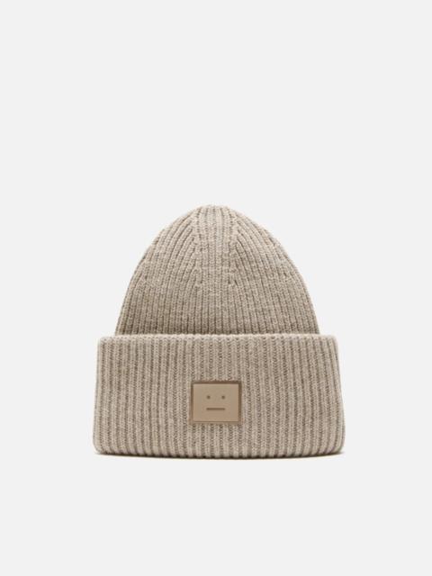 Acne Studios Large face logo beanie - Yak - Greige melange