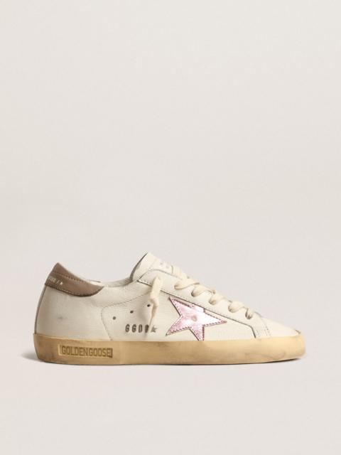 Golden Goose Super-Star in white nappa with pink metallic leather star