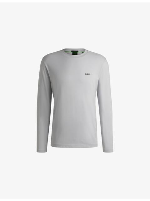 BOSS Brand-print long-sleeve cotton-jersey T-shirt
