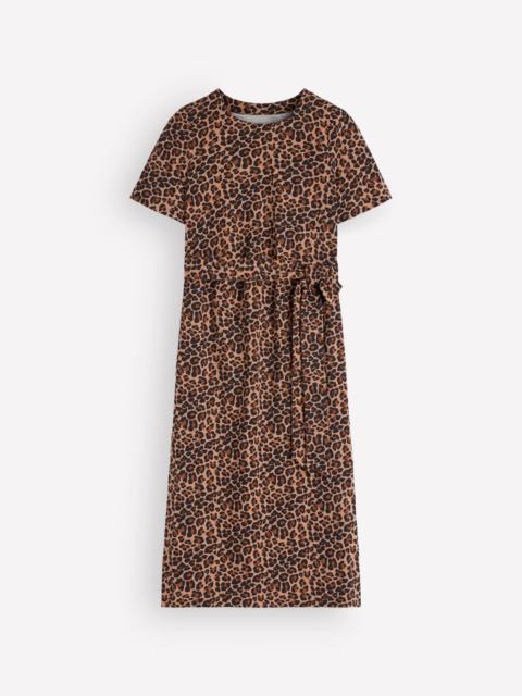 BODEN T-Shirt Jersey Midi Dress-Camel, Animal Fields