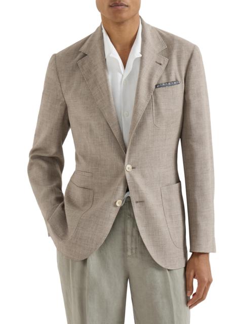 Brunello Cucinelli Men's Wool, Silk and Linen Slubbed Fresco Deconstructed Blazer - Brown