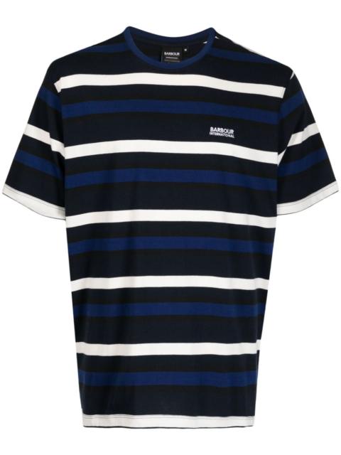 logo-embroidered striped T-shirt