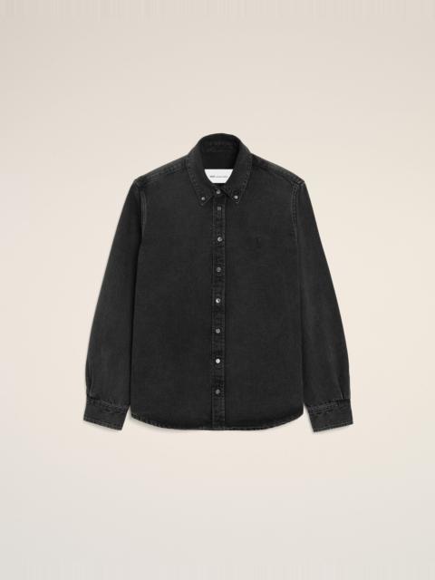 AMI Paris BLACK DENIM COTTON AMI DE COEUR SHIRT