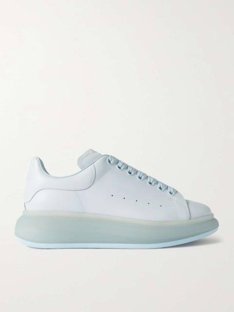Exaggerated-Sole Leather Sneakers