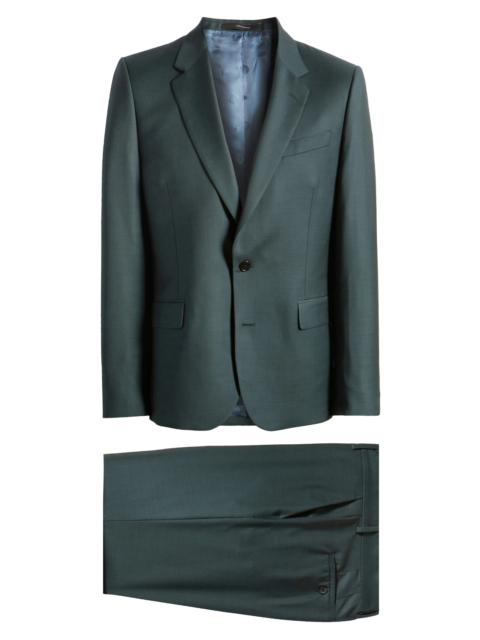 Tailored Fit Solid Green Wool Suit