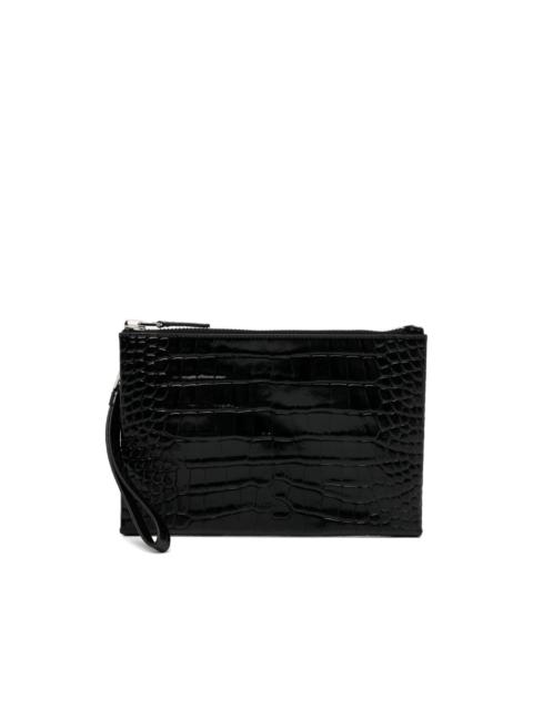 TOM FORD crocodile-effect zip clutch bag