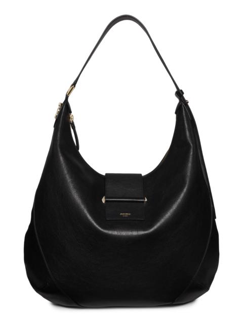 JIMMY CHOO Women's Bar Hobo Medium Leather Shoulder Bag - Black Shiny Gold