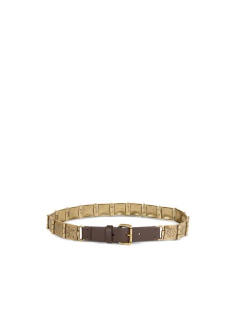 Etro engraved-metal leather belt