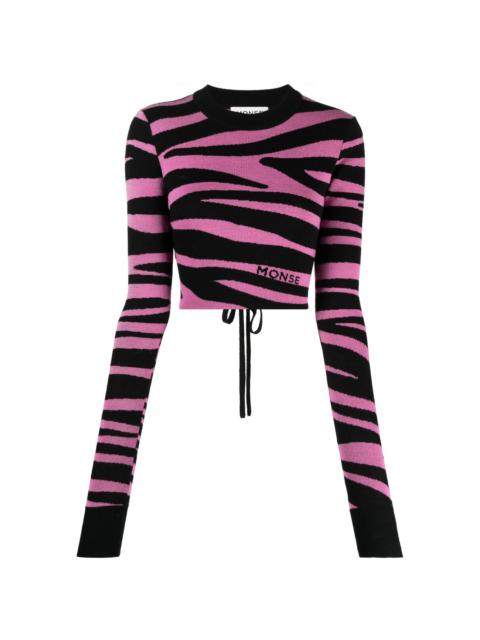 zebra-knit cropped jumper