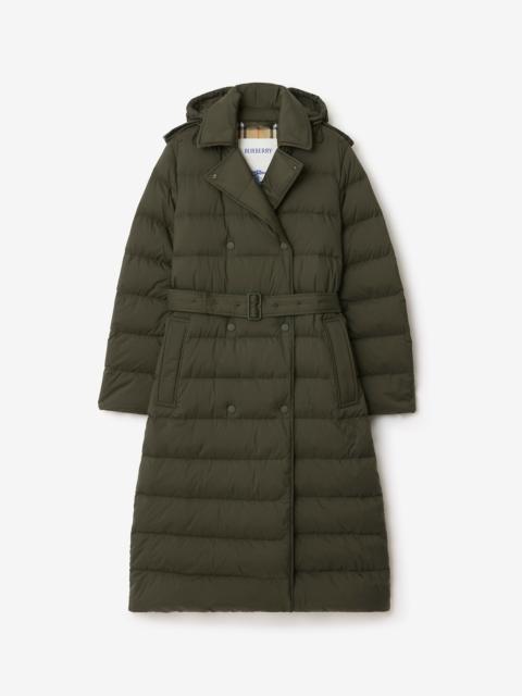 Long Nylon Hooded Puffer Coat