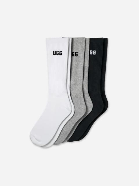 UGG ® Men's Leander Logo Crew 3 Pack in White/Grey/Black