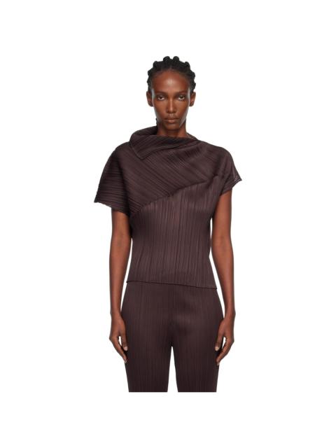 Pleats Please Issey Miyake Brown Leap Top