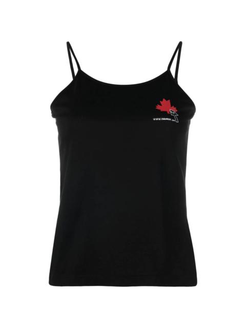 maple leaf logo-print vest top