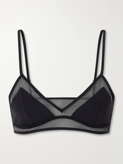 KIKI DE MONTPARNASSE Peep Show Mesh-trimmed Bikini Top