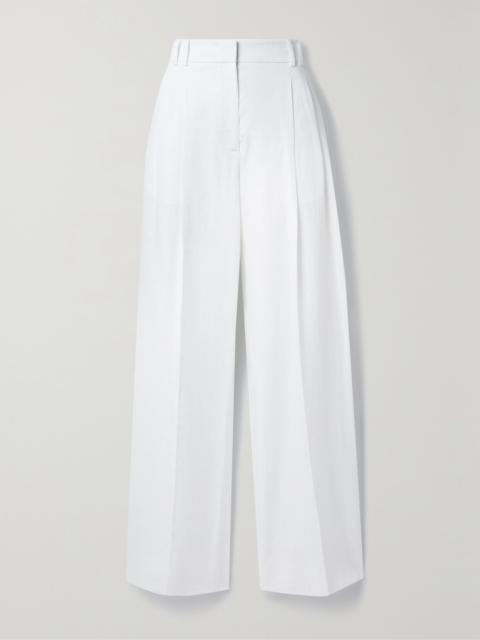 Another Tomorrow + Net Sustain Pleated Linen Wide-leg Pants