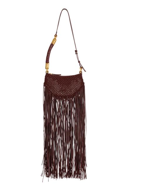 Balmain Fringed Ébène Hobo Mini bag in woven leather