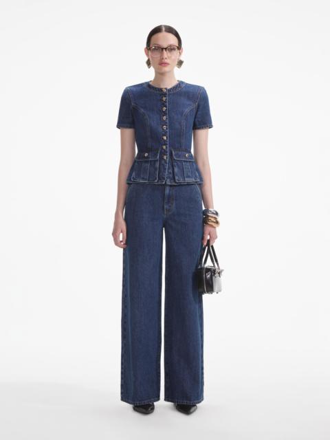 self-portrait Denim Buttoned Jumpsuit