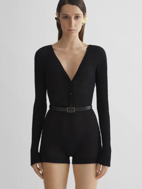 MUGLER black knit buttoned bodyshort