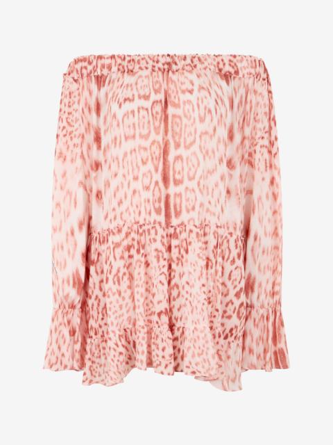 Roberto Cavalli Jaguar Pink Print Mini Dress
