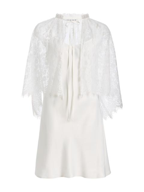 THIRD FORM Exclusive Charmed Lace Cape and Mini Satin Slip Dress ivory