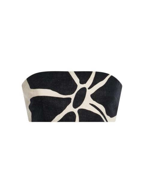 CALA de la CRUZ Santa Cruz Printed Linen Bandeau Top black/white