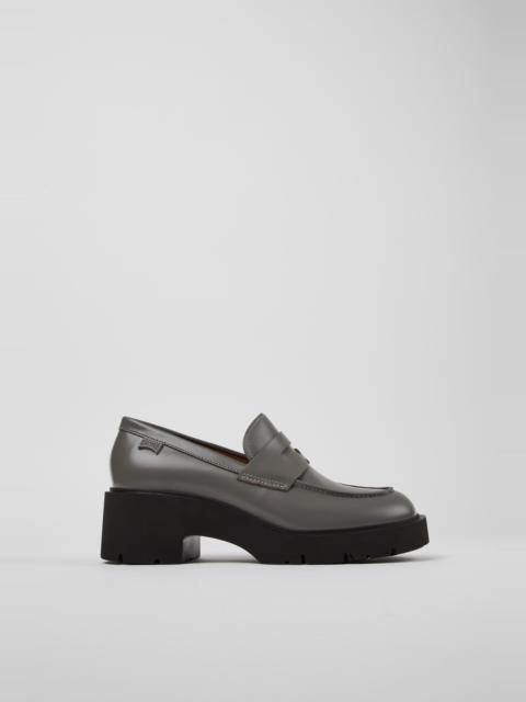 CAMPER Milah Gray leather loafers for women