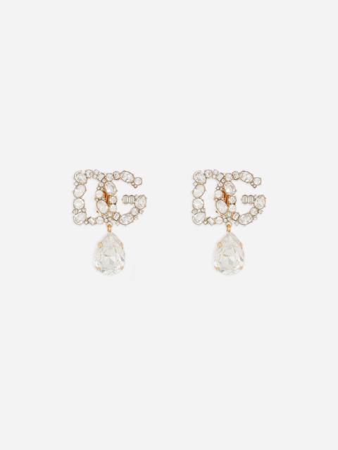 Dolce & Gabbana Earrings with DG logo and rhinestone teardrop pendant