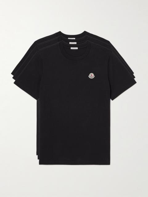 Moncler Three-Pack Logo-Appliquéd Cotton-Jersey T-Shirts